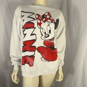 Vintage Disney Minnie Mouse Sweatshirt XL Made USA 90s Red Polka Dot Bow Graphic